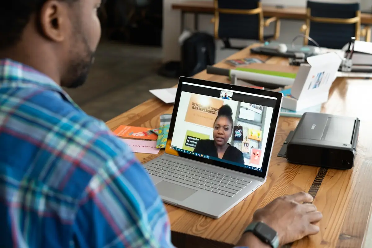 Telehealth visit on a laptop